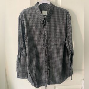 Billy Reid Men's Dark Gray Checked Button-Down Shirt